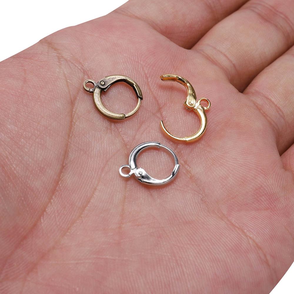 20pcs product 14*12mm Hook Clip Earrings Clasps & Hooks Material Wire Settings Base Hoops Supplies For DIY Jewelry