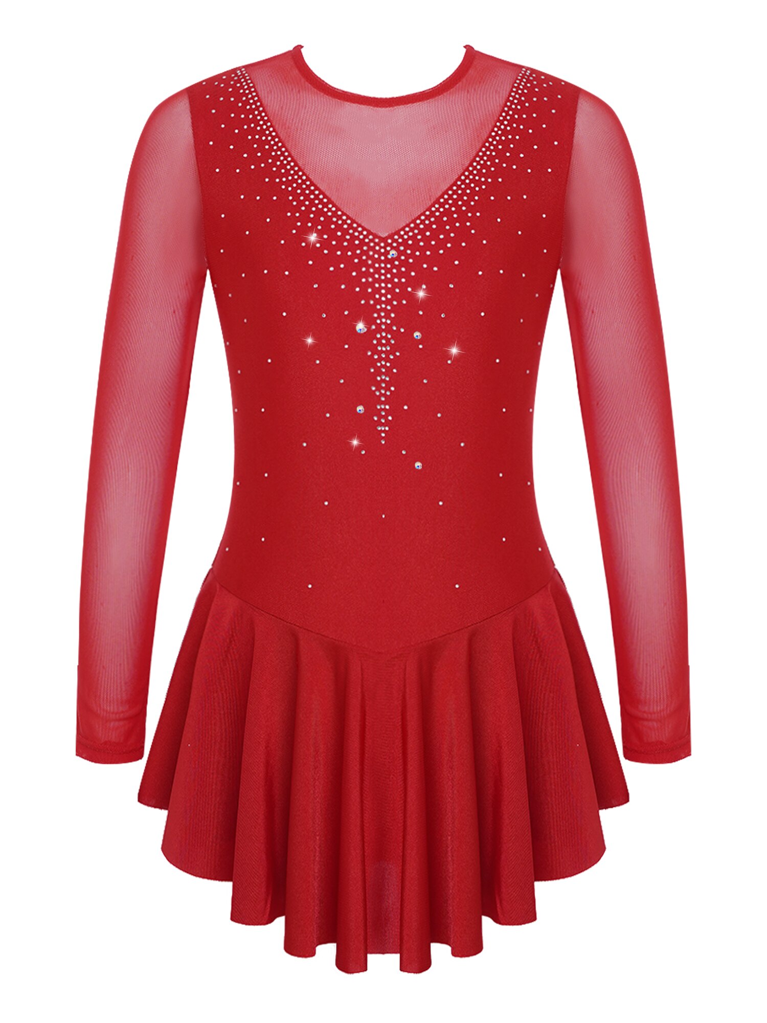 Robe de patinage sur glace pour enfants, Costume de danse, de Ballet, de danse, de danse, de gymnastique, pour spectacle sur scène: 14 / Burgundy