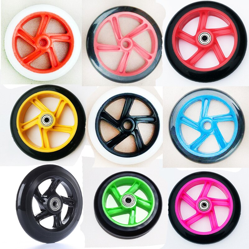 Rueda de 200mm / 175mm / 145mm para ruedas de patinete, Material de PU silencioso elástico de espesor de 40mm / 30mm con rodamiento ABEC7