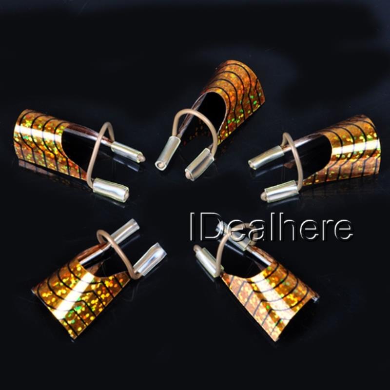 Shellhard 5pcs Gold Herbruikbare Nail Forms Acryl Nail Art Formulieren voor Nail Art Tool