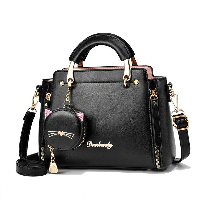 Schattige katten dames handtas met portemonnee all-match schoudertassen kwastjes messenger bag dames handtassen sac a main