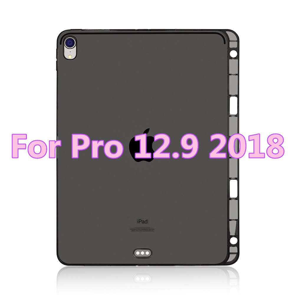 DOWSWIN Case For iPad Pro 12.9 Soft TPU Back Cover For iPad Pro 11 Case With Pencil Holder Case For iPad Pro 12.9: black 12.9 2018