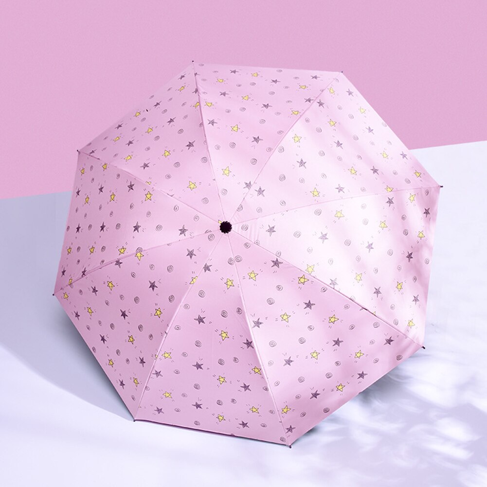 estrellas impresión plegable impermeable a prueba de viento Anti UV Mini sombrilla Parasol