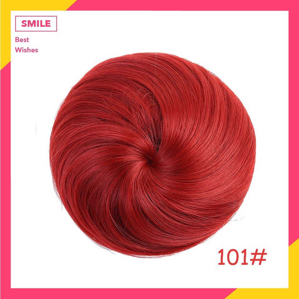 HUAYA Synthetic Straight Bun Hair Chignon Donut Roller Elastic Drawstring Hair Extensions Bun Heat Resistant Fiber Hairpieces: 101