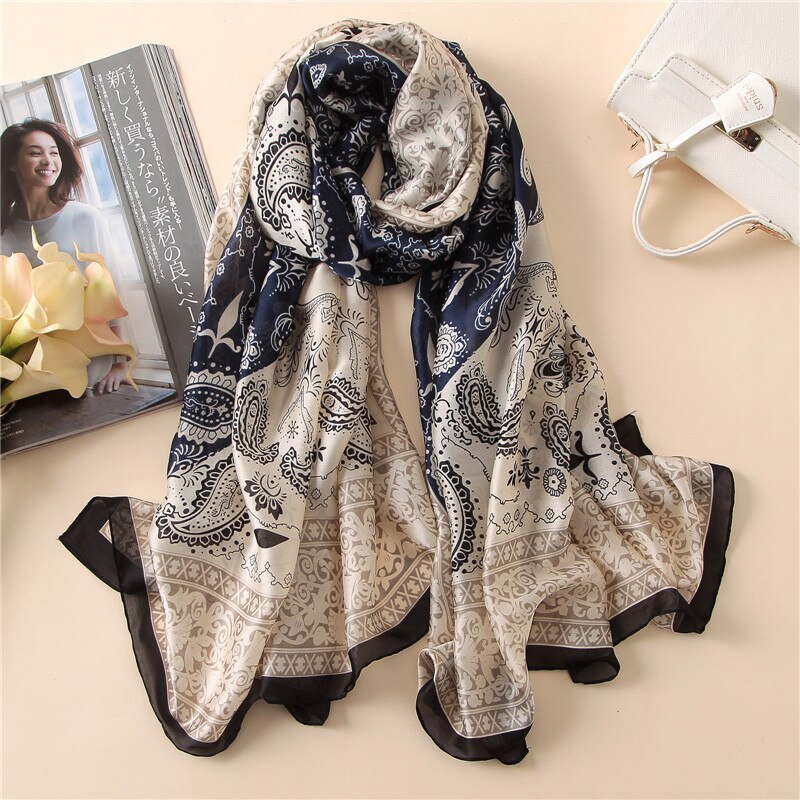 Dante Foulard Sjaal | Brons Blauw Paisley | Piet Koopmans