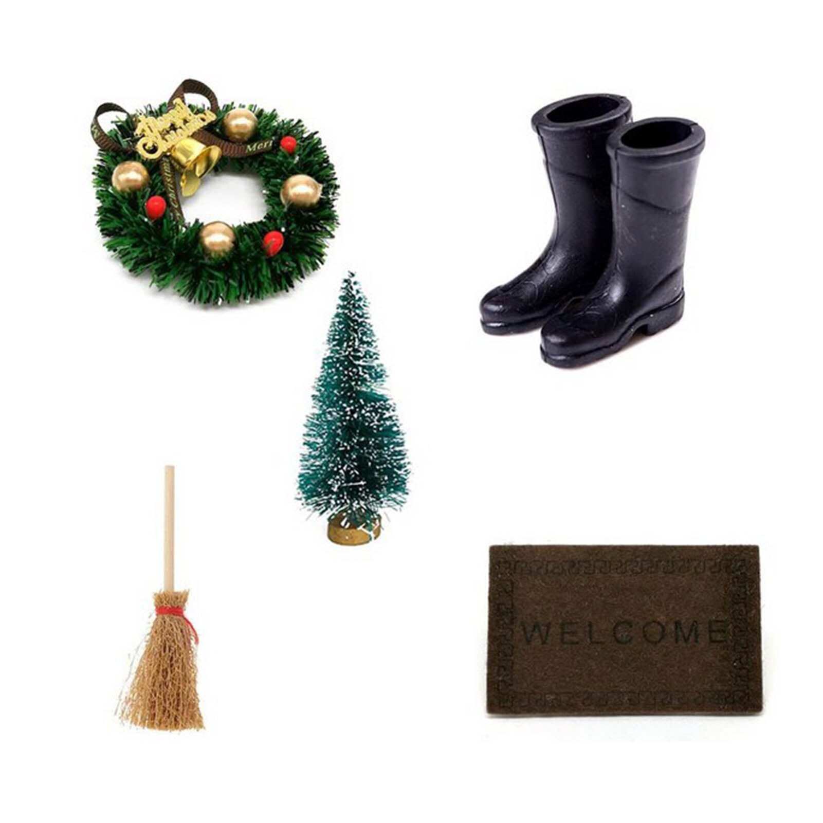 Christmas Tree Simulation Mini Dollhouse Collection Ornament Durable Cute House Model Exquisite Lifelike Decoration Accessories: A