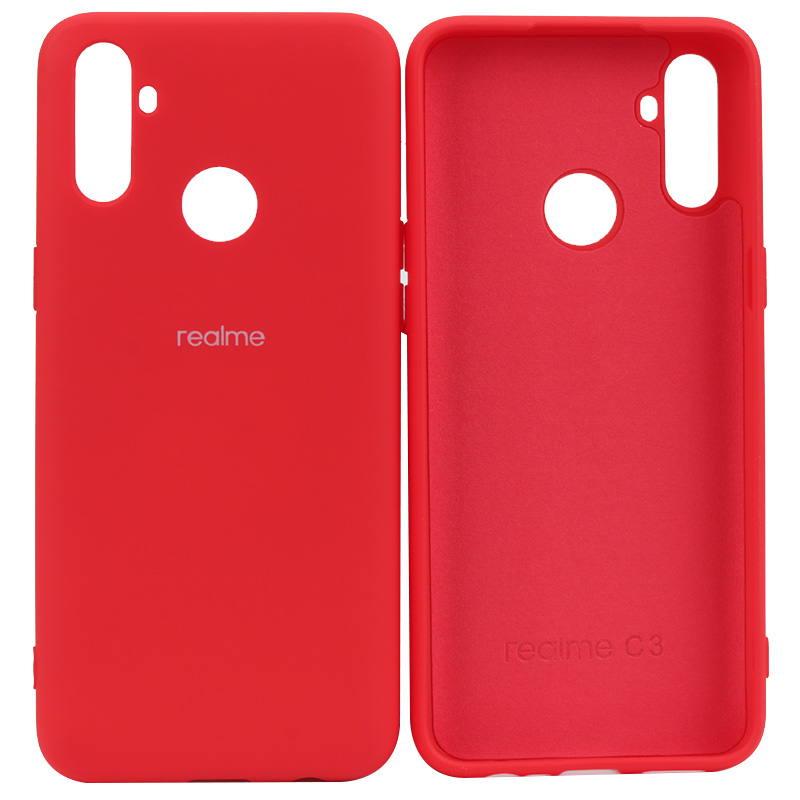 Original Realme C3 Flüssigkeit Silikon Telefon Fall Realme C3 Kamera Schutz Für Realme C3 Glatte Touch Fall: Red