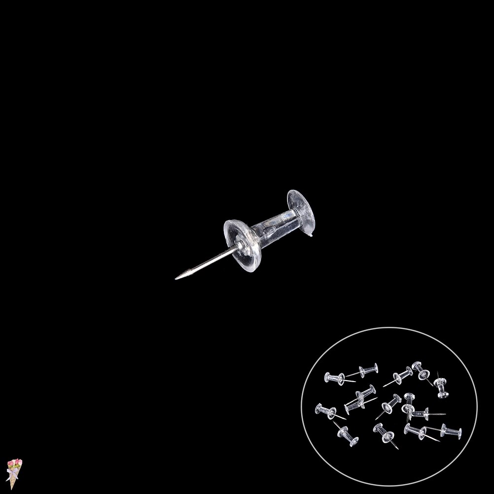40pcs Clear Assorted Making Thumb Tacks Cork Board Office School Stationery Supplies Transparent Plastic Tacks Push Pins