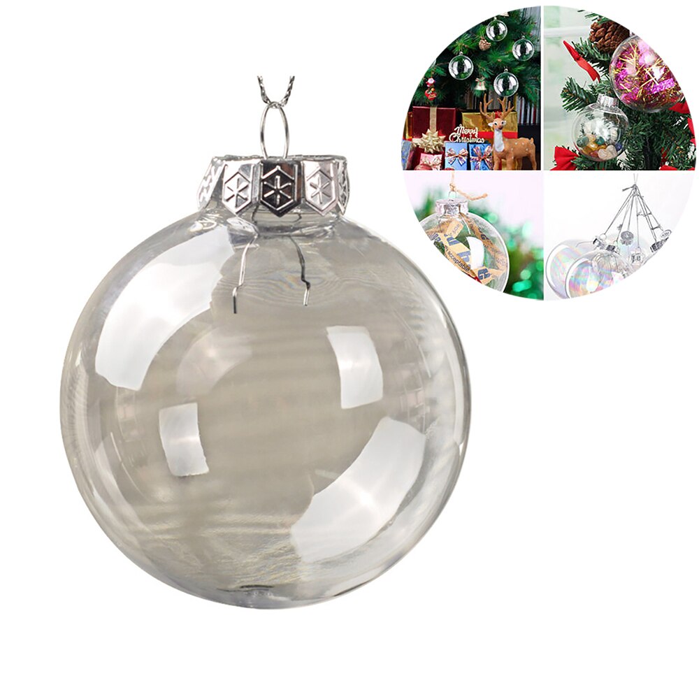 Transparent Christmas Ball 10/8cm Ornaments Decoration Plastic Clear Bauble Xmas Ball Ornament Box