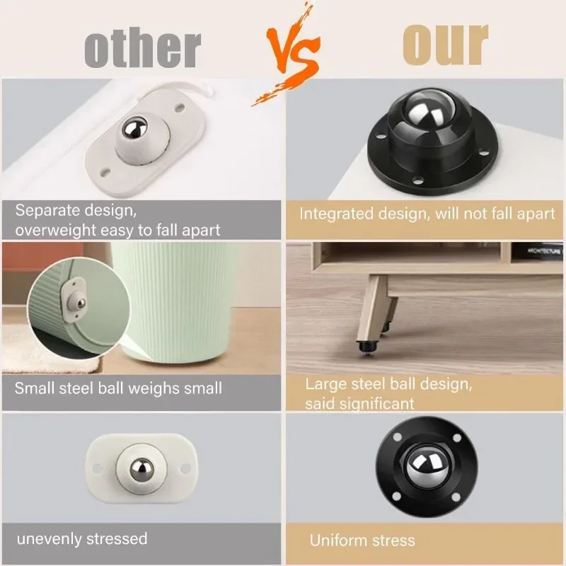 20/1x Self Adhesive Caster Wheels Universal 360° Pulley Rotating Wheels Swivel Casters Wheel Sticky Pulley Box Roller Cabinet