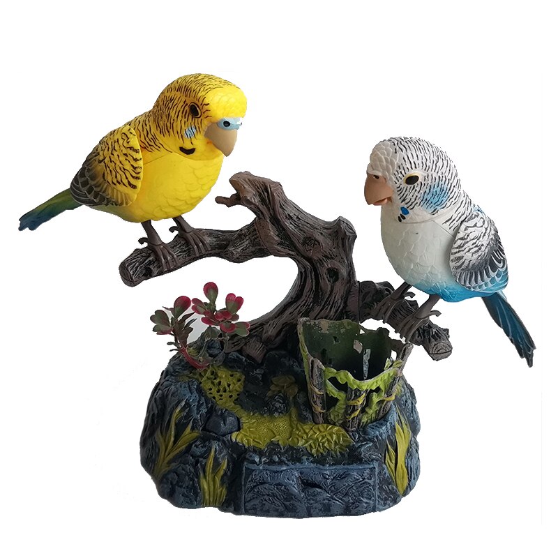 Pájaros de Control de sonido simulado, periquito encantador, 2 unidades, loro eléctrico, pájaro Artificial, juguetes para cantar, pájaro, decoraciones para el jardín y el hogar: B