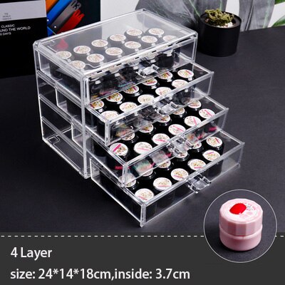 Akryl nail art tilbehør perler opbevaring kuffert skuffe æske krystal negle kunst dekoration arrangør holder smykke beholder: 4 lags kasse