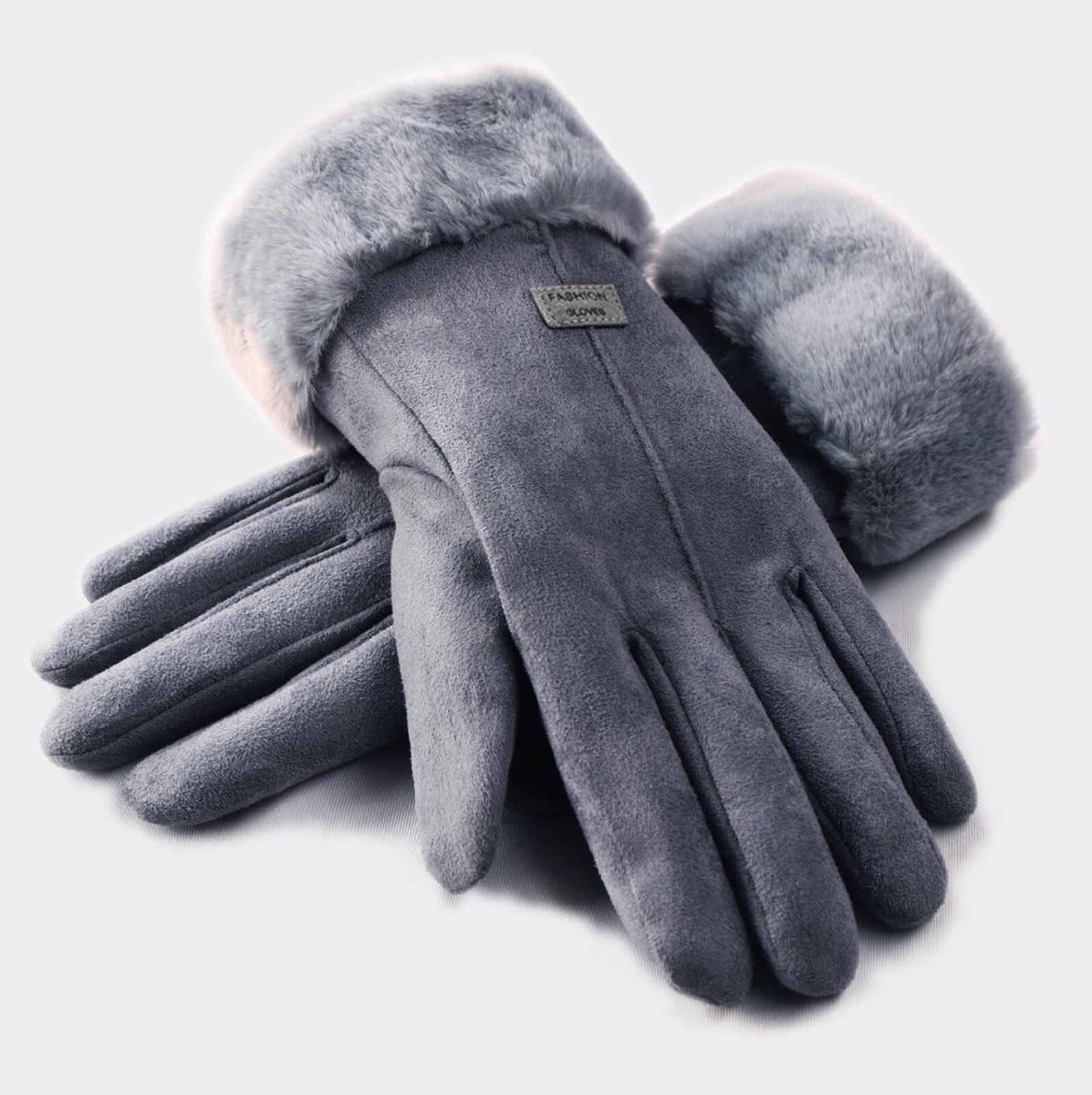 Vrouwen Winter Handschoenen Dames Meisjes Outdoor Warmte Volledige Vinger Gevoerd Rijden Handschoen Bont Wanten Gants