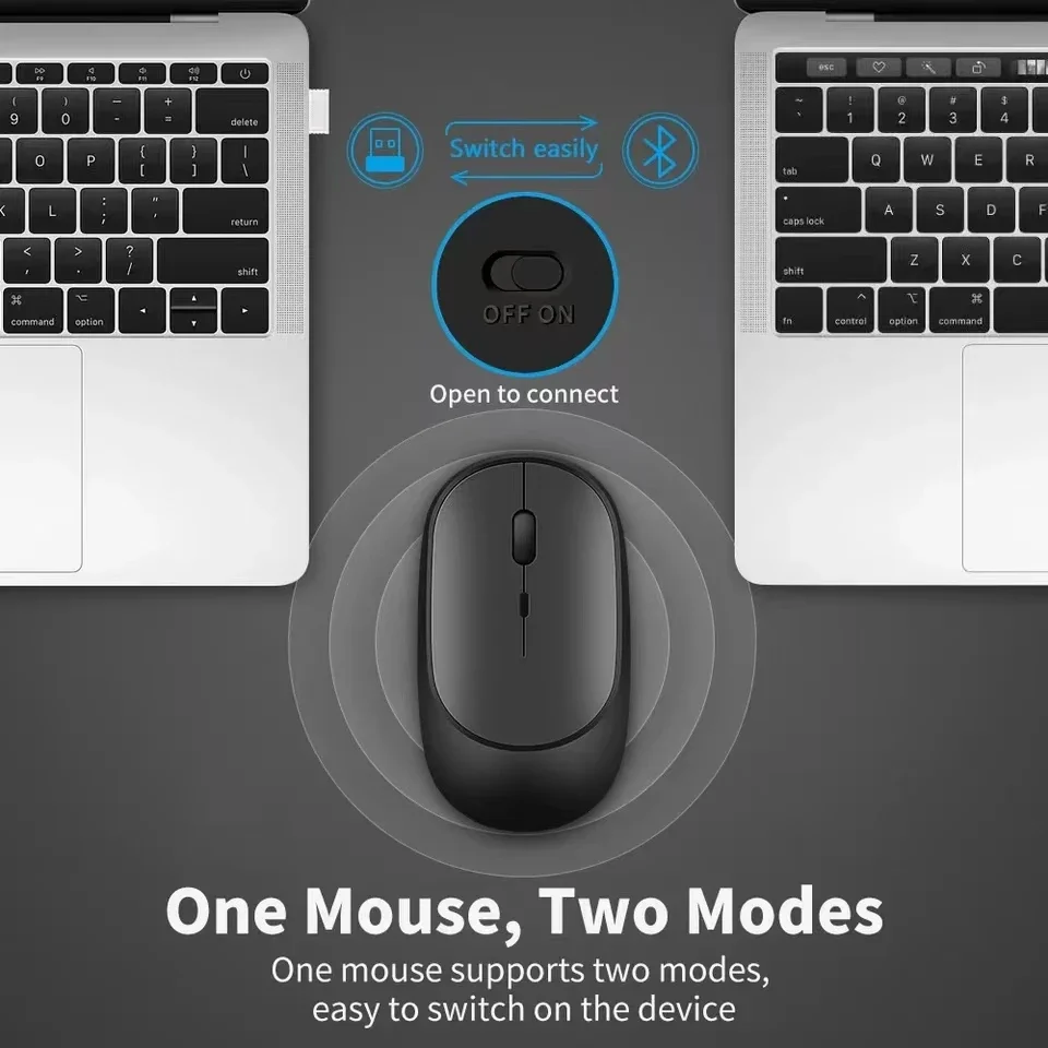 Souris de jeu sans fil graphite Gh, Bluetooth, ultra-faible consommation d'énergie, modes touristes, compatible avec PC, Mac, growLapmedicats, muet