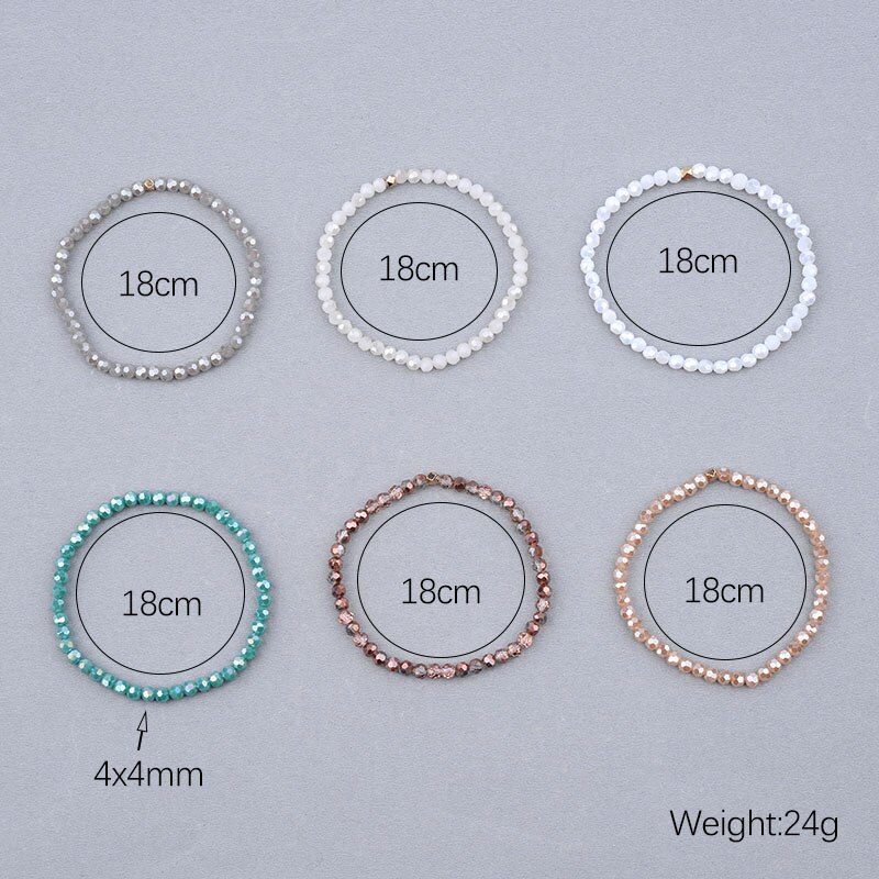 Bojiu 6 stuks/set meerlagige dames kristal armbanden wit groen ab grijs kristal kralen armbanden femme feest sieraden bcset 238