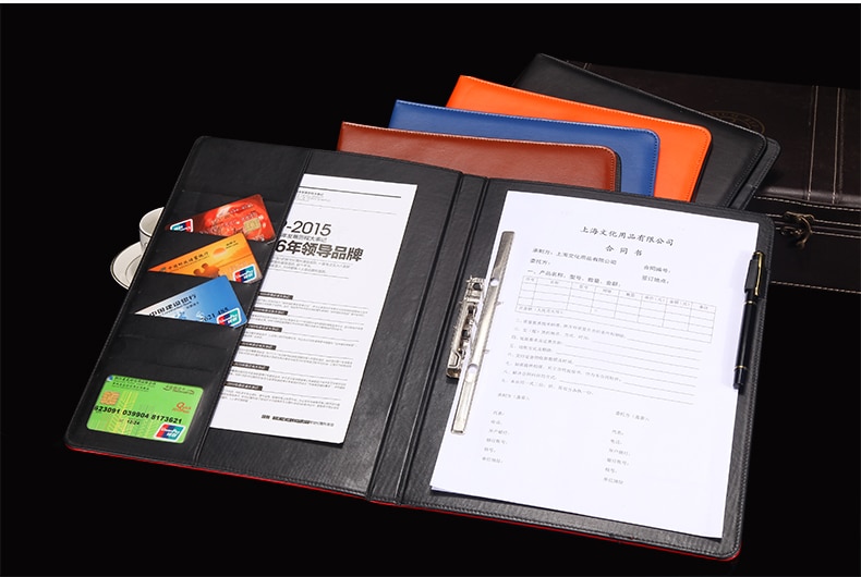Popular trends PU faux leather conference report folder A4 file folders for documents signature sales office supplies 1211A