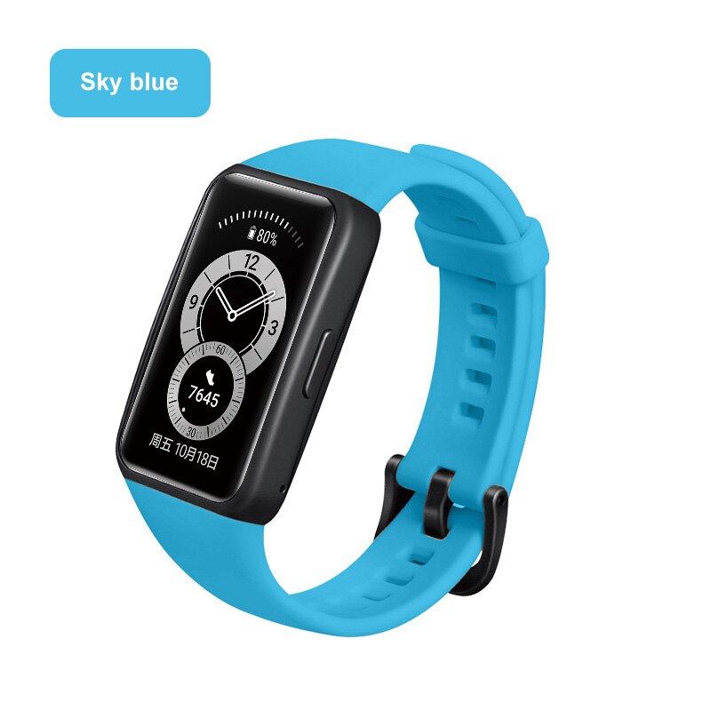 Band Voor Huawei Horloge Band 6 Voor Huawei Smart Horloge Armband 6 Band Met Tpu Zachte Beschermhoes Full Screen protector Case: Sky blue Strap