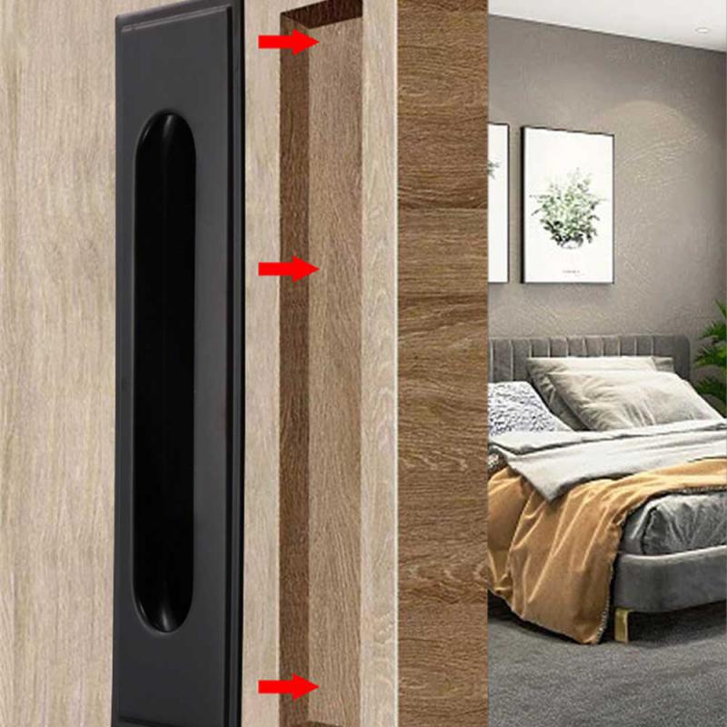 Manijas de puerta de aleación de Zinc, cubierta empotrada al ras, manija de gabinete de suelo, manija de muebles negra plateada, accesorios para el hogar