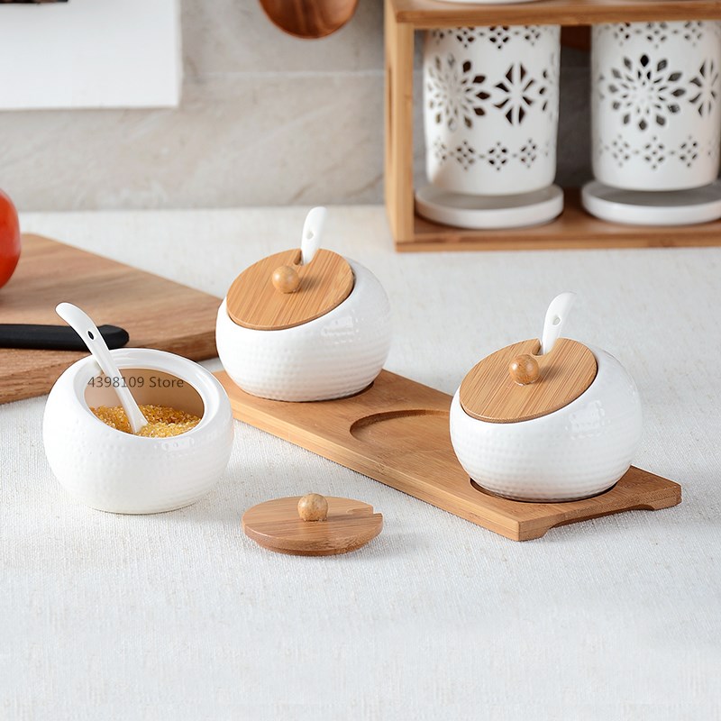 Keukengerei creatieve keramische kruiden fles en suikerpot kruiden box set huishoudelijke opslag fles keuken opslag jar