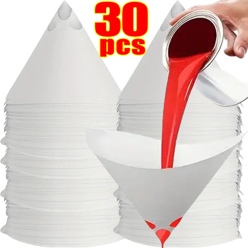 Filtre en papier jetable pour peinture automobile, 10/30 pièces, maille pulvérisée, entonnoir de purification, filtre à peinture, entonnoir en papier conique en Nylon micron