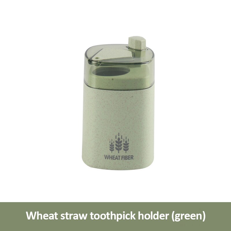 Automatic Pop-up Toothpick Box Toothpick Holder Container Wheat Straw Household Table Toothpick Storage Box Toothpick Dispenser: Green