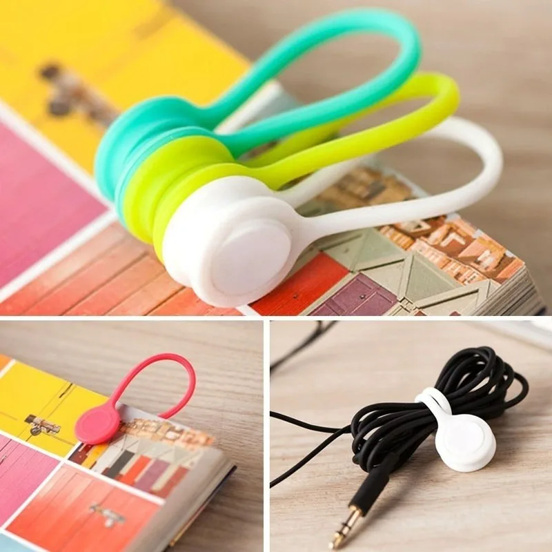 Bridas magnéticas para cables, organizador enrollador de cables de silicona, soporte de almacenamiento para auriculares, Clips para Cable de datos de auriculares, 3-12 Uds.
