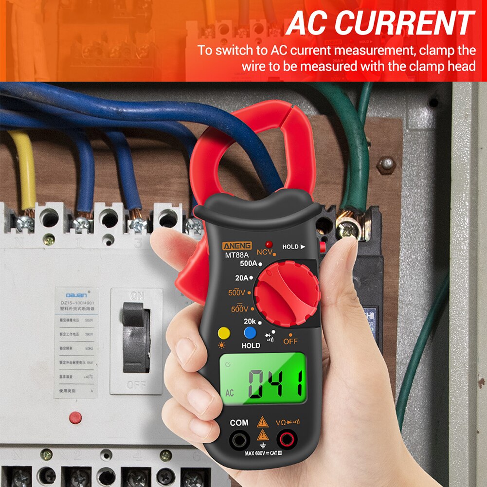 Measuring Tool Digital Clamp Multimeter 1999 Counts Current Voltage Data Hold Electrical HD Green Display Backlight NCV Test ABS