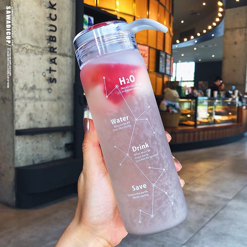 Korean Style Summer Cool Water Bottle Prosted Glass Bottles 460ml Women Girl Student Leakproof Drinkware Best Individuality: gray