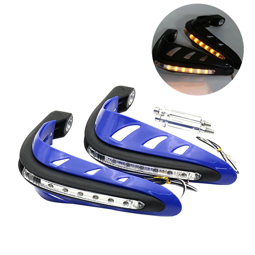 1 Pair Motorcycle Hand Guards Handlebar Hand Protector with LED Lights Motor Handguards Motocross Hand Guards Accessories: Blue Yellow Light