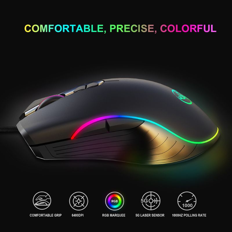 A867 Gaming Mouse 7 Knoppen 6400Dpi Optische Usb Wired Desktop Muizen Rgb Backlit Muizen Voor Pc Computer Laptop Gamers