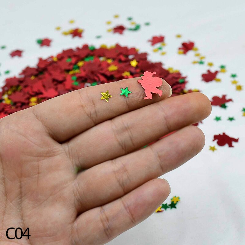 30g Christmas Confetti Artificial Snowflake Sequin Sant Claus Tree Snowman Confetti Year Table Decor Wedding Throwing: C04 mix star