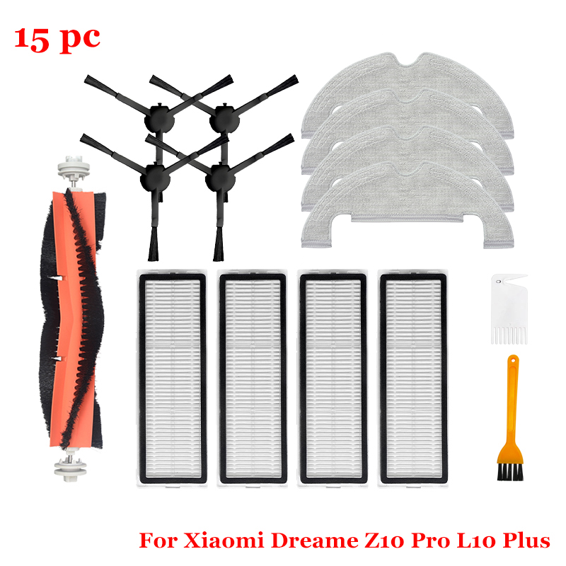Accesorios para aspiradora Dreame bot Z10 Pro / L10 PLUS XiaoMi Mijia STYTJ05ZHM, Robot vacío automático, cepillo principal/lateral, filtro: Amarillo claro