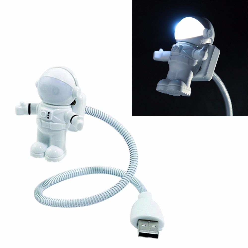 Mini USB Tube Wit Flexibele Ruimtevaarder Astronaut LED Night Light Lamp Voor Computer Laptop PC Notebook Reading Portable DC 5 V