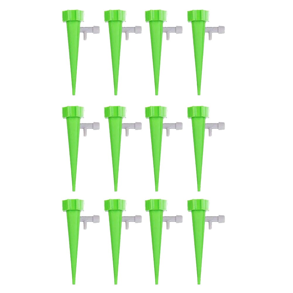 12Pcs/lot Automatic Drip Irrigation Tool Useful Self-Watering Device Adjustable Water Speeds for Flower Plant Garden Supplies: 12 PCS green