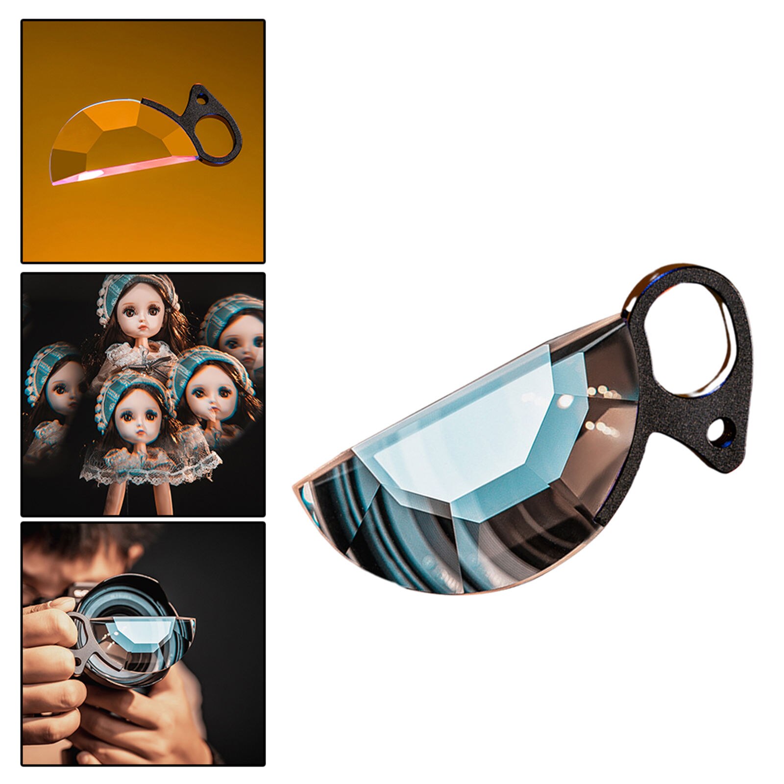 Filtro de lente de cámara semicírculo de mano, Prisma de vidrio óptico, múltiples refracciones FX, accesorios de cámara fotográfica de vídeo SLR