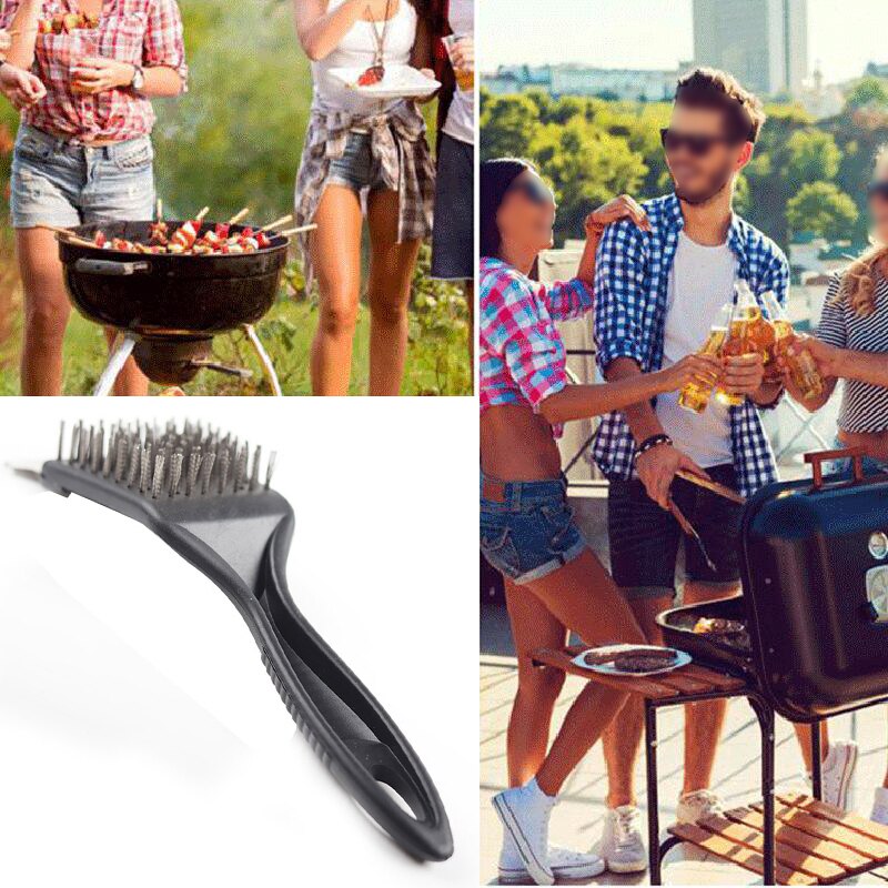 BBQ Grill Brush Barbecue Wire Cleaning Brush And Scraper With Stainless Steel Bristles Cooking Tools Outdoor BBQ Accessories