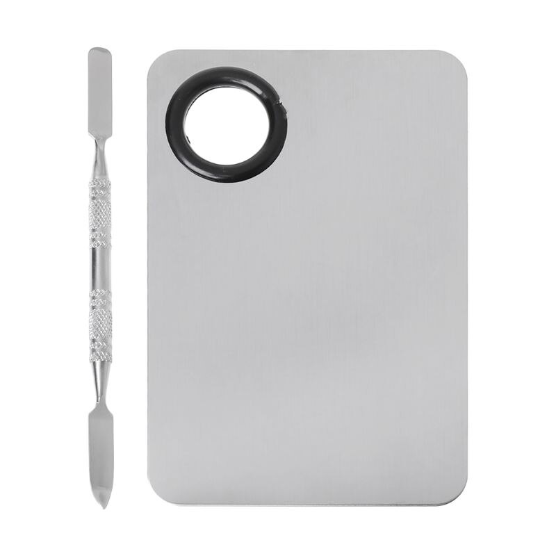 Paleta de pintura de acero inoxidable bandeja varilla mezcladora espátula Set para uñas oferta de arte suministros escolares acuarelas pinturas al óleo maquillaje: Small square