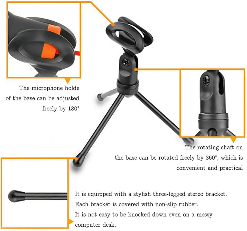 Condenser Microphone for Computer 3.5mm Cable Stereo Microfone for Podcast Singing Recording Mic With Desktop Tripod for Phone