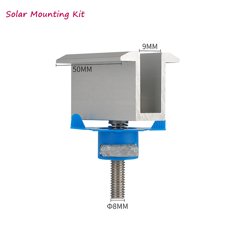 Solpanel monteringsfäste - kit - tillbehör aluminium mellan klämlist för solpanel installation på off grid solsystem