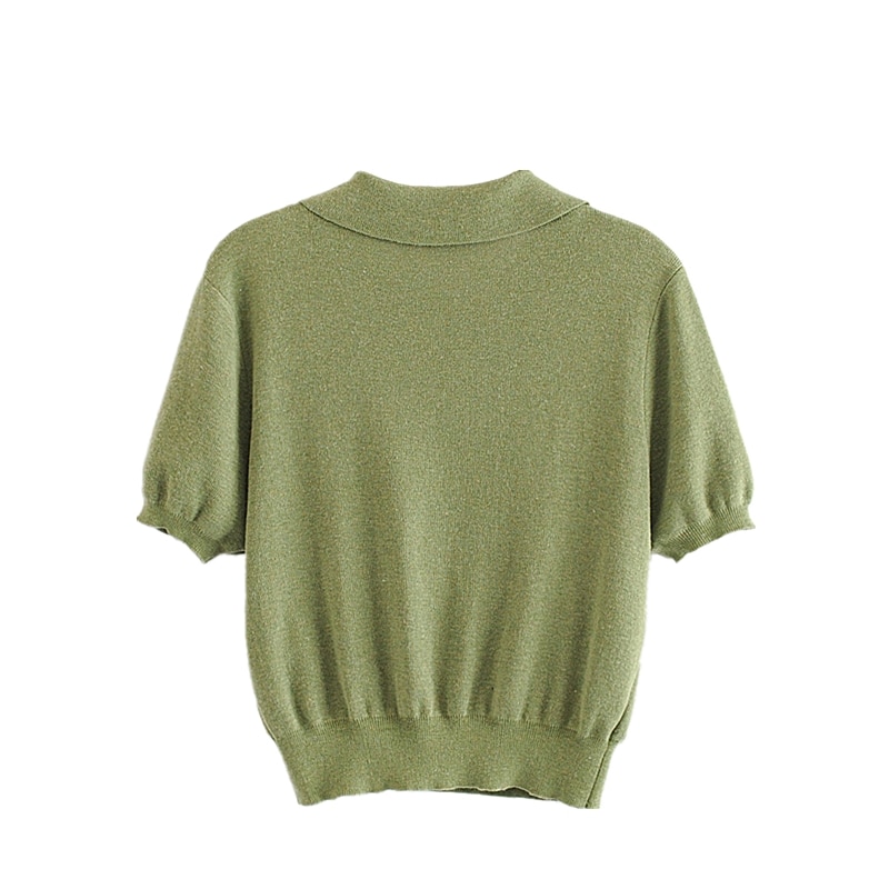 Polo Vintage De estilo pijo para mujer, blusa informal lisa De lana con botonadura única, Vestidos De Verano