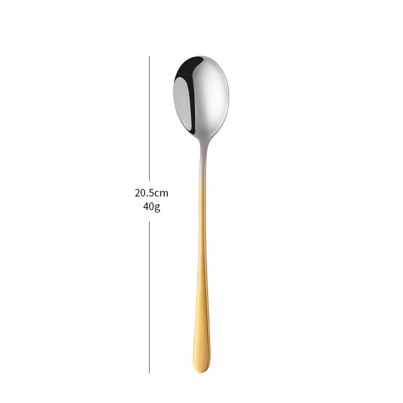 Korean Style Stainless Steel Spoon Long Handle Ice Cream Coffee Dessert Tea Spoon Stirring Spoon Teaspoons Kitchen Tool