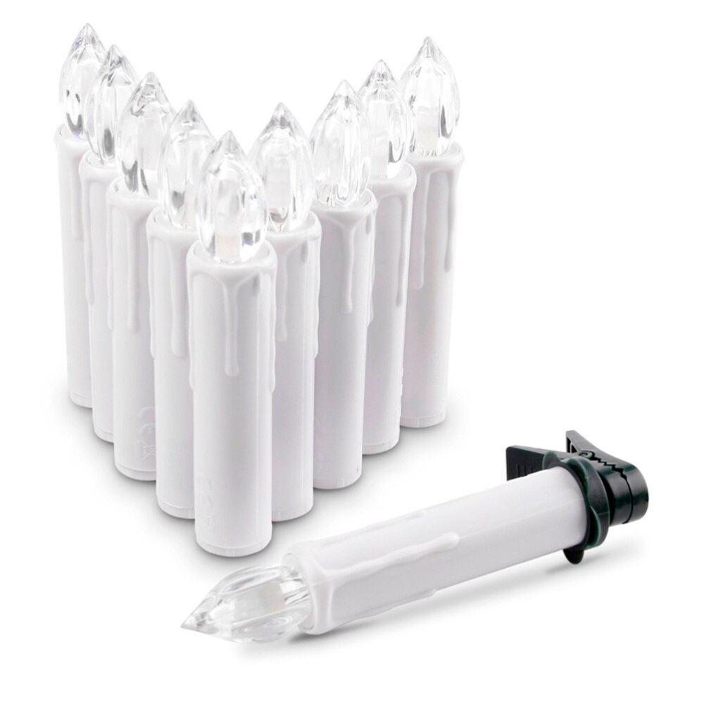 LED Christmas Candle with Clip Flameless Candle Lights Kit Party Decor for Window Christmas Tree Garden (10 Candles and 1 Remote
