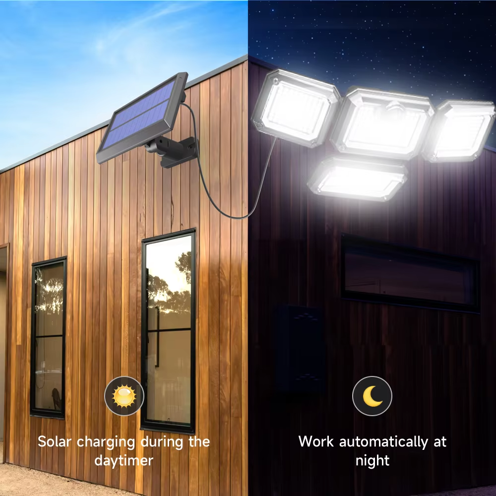Solarne lampy zewnętrzne 122/333 LED Solar IP65 wodoodporne z 3 trybami regulacji oświetlenia lampy uliczne do garażu taras ogrodowy