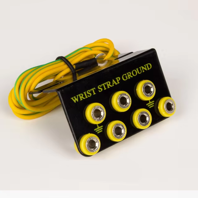 Professionelle antistatische ESD-Erdungssteckdose, L-förmige Steckdose, Bananenstecker, ESD-Handgelenkschlaufe, Erdungskabel, elektrostatisches Erdungskabel: Gold