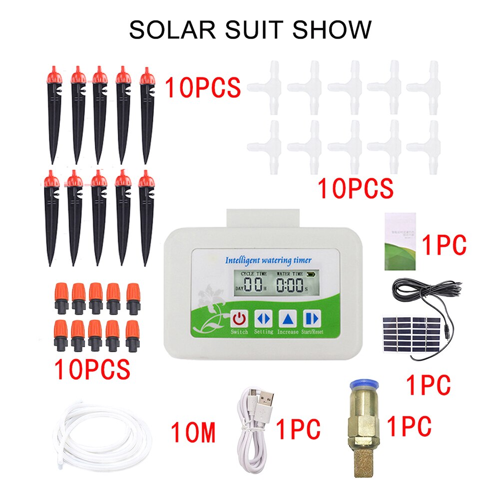Smart havevandingsenhed vanding værktøj solar intelligent automatisk vanding timer blomster plante controller vandtæt: Med solpanel