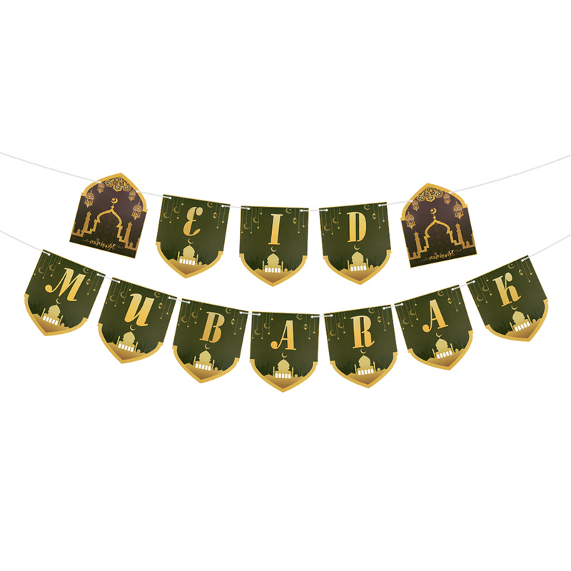 EID Mubarak bannière paillettes étoile lune lettre papier banderoles guirlande islamique musulman fête Ramadan Kareem décorations pour la maison 2024: Chocolat