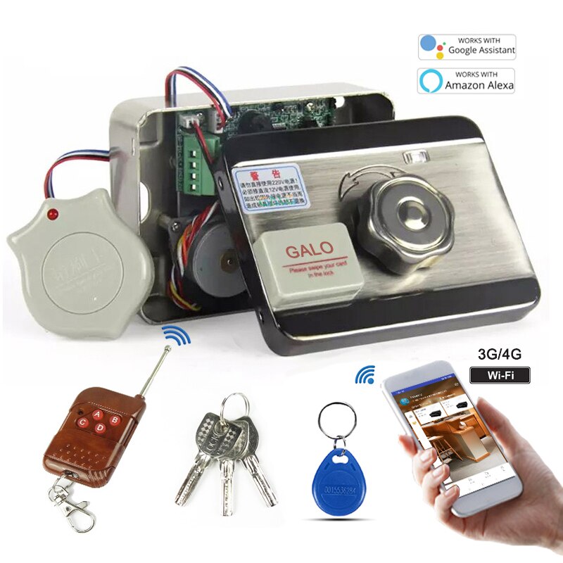 Electric Door &amp; Gate Lock Castle Access Control Electronic Integrated RFID Door Rim Lock Remote Control Optional