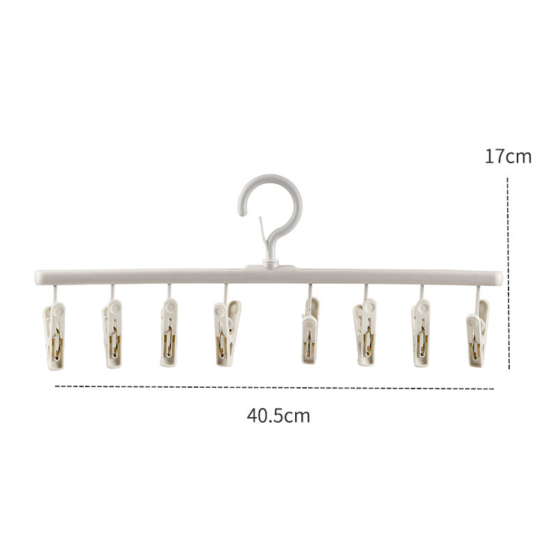 8Pegs Plastic Clothes Drying Hanger Windproof Clothing Rack 8 Clips Sock Laundry Airer Hanger Underwear Socks Holder: WHITE