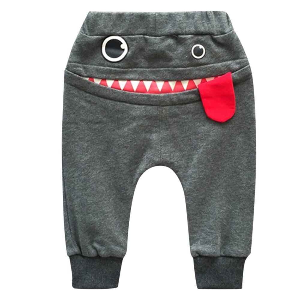 La ropa de los niños pantalones bebés, niños niñas de dibujos animados lindo tiburones lengua pantalones Harem Pantalones ropa: Gray / 12 meses