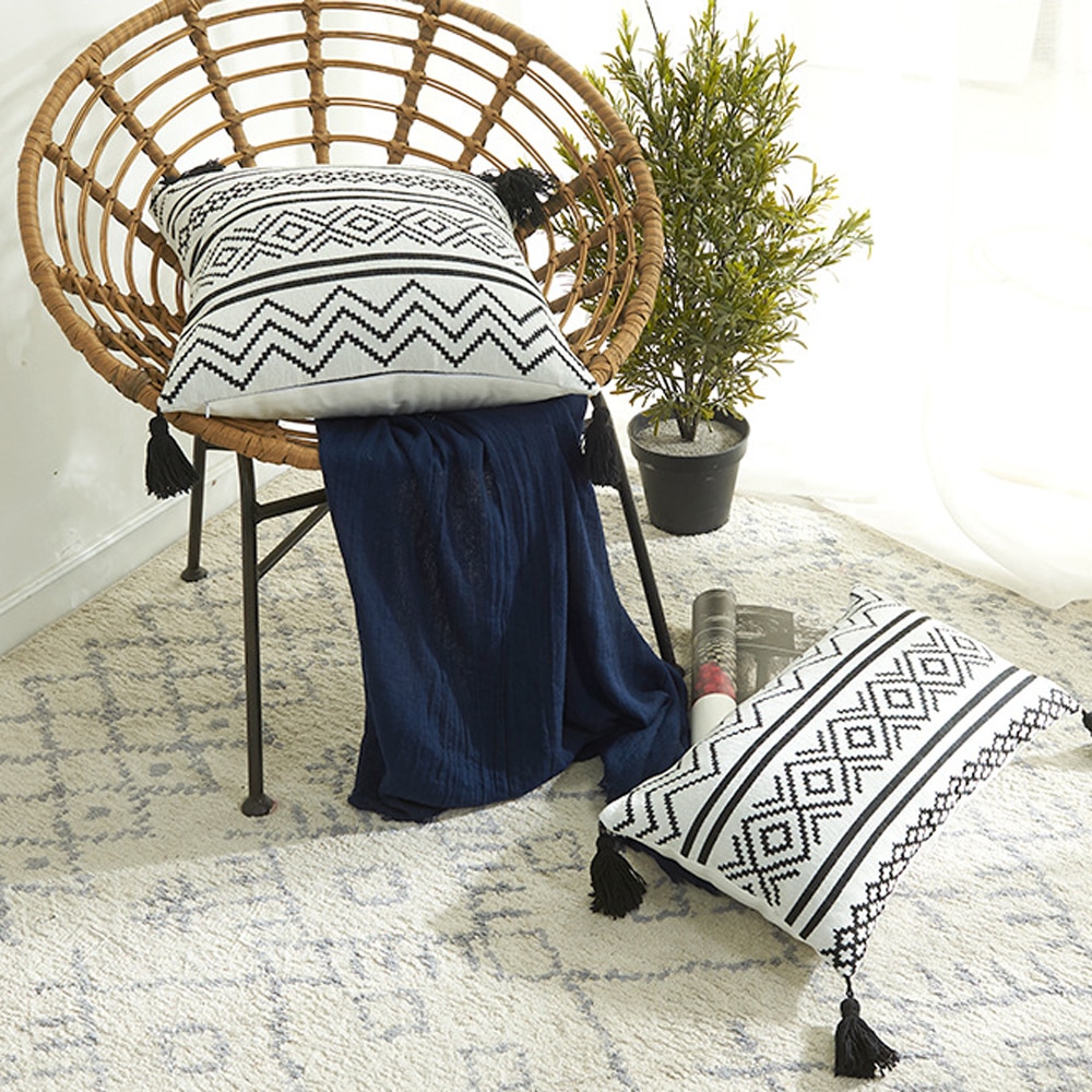 Kreative Boho Quasten Werfen Kissen fallen Geometrie Gedruckt Kissen fallen Dekorative Kissen für Sofa Büro Dekor